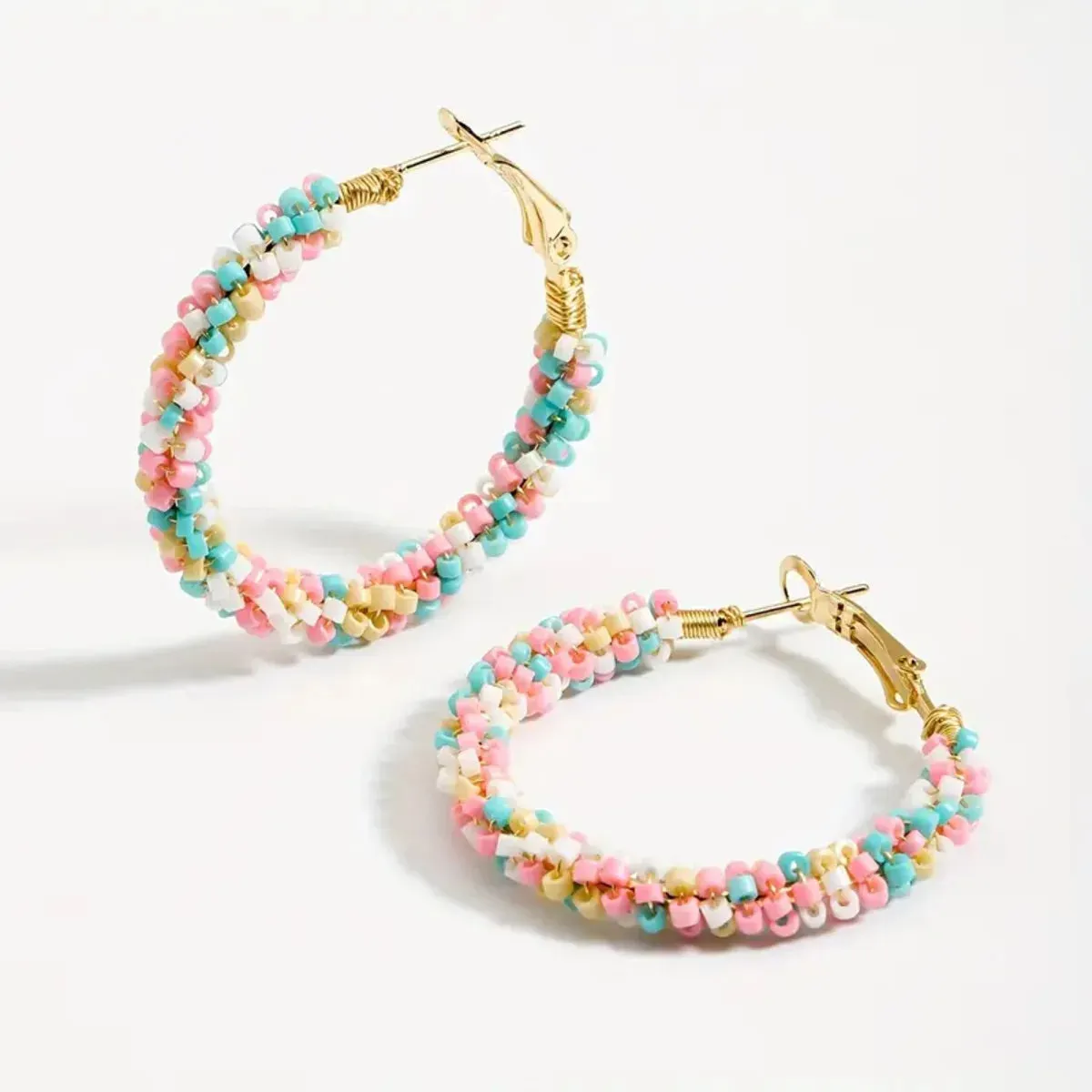 Colorful Rice Bead Hoop Earrings | Handmade Bohemian Earrings | Minimalist & Elegant