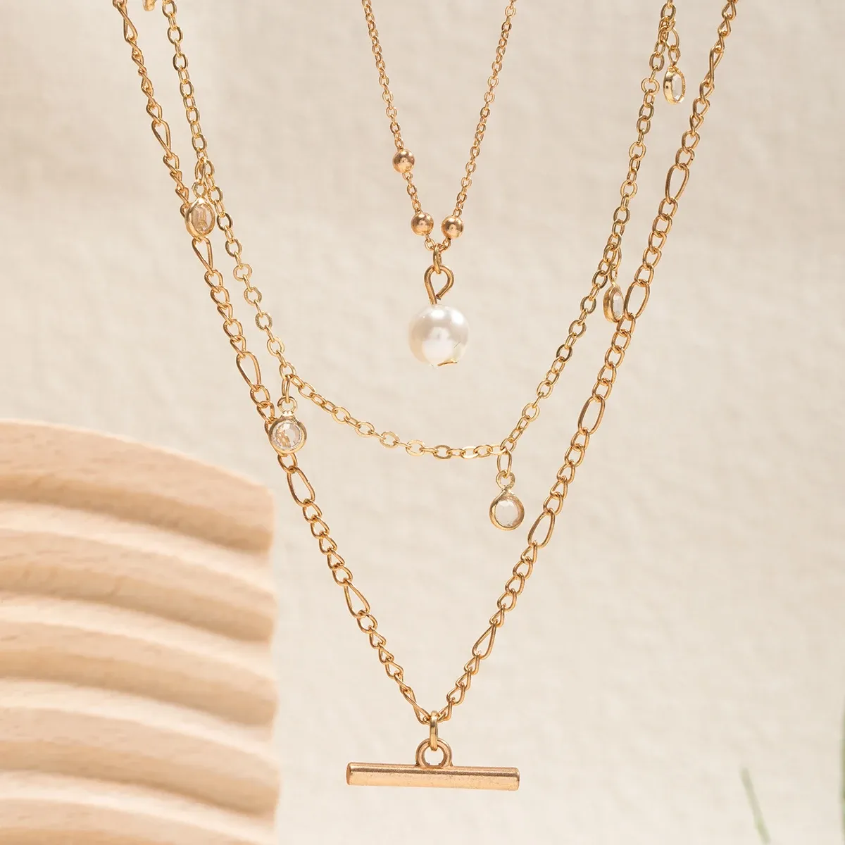Exquisite Crystal Bead Clavicle Bohemian Multi-Layered Metal Chain Necklace