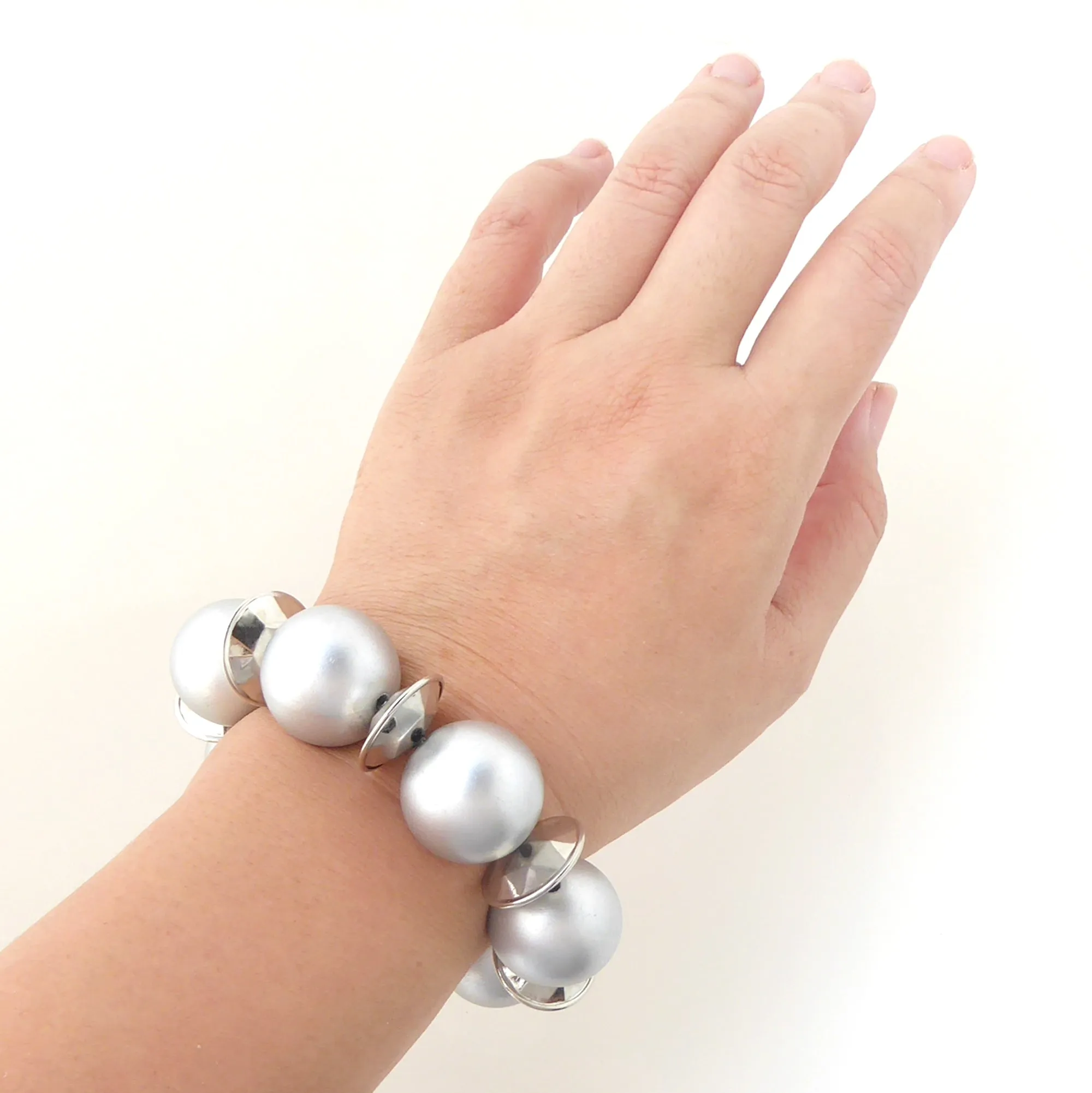 Silver kimoyo bead bracelet